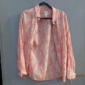 J. Crew Women's Shirt in Pink and Cream Paisley Silk Buttondown